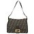 FENDI Zucca Canvas Mamma Baguette Shoulder Bag Black Brown Auth 181871M Marrone Nero - vista 2