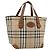 Borsa a mano Burberry Nova Check in tela beige e oro Auth ka4541 D'oro