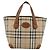 Borsa a mano Burberry Nova Check in tela beige e oro Auth ka4541 D'oro - vista 2