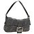 FENDI Zucca Canvas Mamma Baguette Shoulder Bag Wool Gray Silver Auth yk20376SAV Marrone Argento