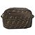 Bolsa de Ombro FENDI Zucca Canvas Preto Marrom Auth 182366
