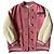 Miu Miu Giacca Varsity in Lana e Pelle Rosa Bianco - vista 3