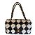 Borsa a tracolla Chanel a quadretti con decorazioni floreali Nero Bianco D'oro