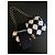 Borsa a tracolla Chanel a quadretti con decorazioni floreali Nero Bianco D'oro - vista 2