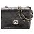 Chanel Bolsa mini Classic Single Flap vintage 1996 em pele de cordeiro preta Preto