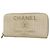 Cartera larga de tweed Chanel Deauville gris Castaño