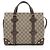 Gucci GG Supreme Buckle Small Tote Braun Beige