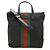 Gucci Nylon-Canvas-Leder Web Stripe Tote Bag Schwarz