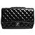 Chanel Borsa Classic Single Flap jumbo trapuntata in vernice nera 2009 Nero