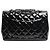 Chanel Borsa Classic Single Flap jumbo trapuntata in vernice nera 2009 Nero - vista 3