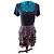 Abito Desigual Nero con Stampa Astratta e Volant Multicolore