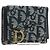 Cartera tríptico Christian Dior Trotter Canvas Saddle Navy Gold Auth 181569V Dorado Azul marino