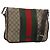 GUCCI GG Supreme Web Sherry Line Bag PVC Beige Silver 145844 Auth ti3927 Silvery