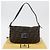 FENDI Zucca Canvas Mamma Baguette Shoulder Bag Black Brown Auth 182801V Marrone Nero - vista 12