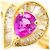 Autre Marque Bague anneau en or jaune 18K avec saphir rose et diamant Doré - vue 2