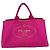 Prada Große Canapa Tote Bag aus Vintage-Pink Canvas mit Logo