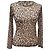 Top de manga larga Dolce & Gabbana con estampado de leopardo en poliamida marrón Castaño