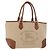 Bolso Tote BURBERRY de lona beige y oro Auth 182423 Dorado