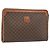 Céline Clutch CELINE in tela Macadam PVC Pelle Marrone Oro Auth ka4489 D'oro