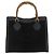 GUCCI Bamboo Tote Bag Wildleder Schwarz Gold 002 2865 0260 Auth 180218 Golden - Ansicht 2