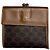Céline Vintage Celine Coated Canvas Wallet Brown Tan Silver Camel