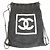 Chanel Sport CC Coco Mark Logo Strick-Rucksack Schwarz Beige