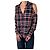 Paige Jeans PAIGE Karo-Hemd mit Cold-Shoulder-Ausschnitt Weiß Rot Grau Dunkelblau