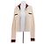 Chanel Cardigan creme mit rotem Kragen S Beige