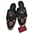 Etro Mule ricamate Nero Rosa D'oro