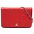 Wallet On Chain Portafoglio con catena Chanel in agnello goffrato Red CC con camelia Rosso