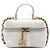 Chanel Estuche Vanity Mini en Caviar Blanco con Cremallera y Cadena Crudo