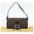 FENDI Zucca Canvas Mamma Baguette Shoulder Bag Black Brown Auth 181873SAM Marrone Nero - vista 12
