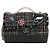 Borsa a Spalla CHANEL Airline Chain Tweed 2way Nera Argento CC Auth 181416SM Nero - vista 13
