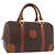 Céline Borsa Boston CELINE Macadam Canvas PVC Pelle Marrone Oro Auth BA13030 D'oro