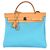 Hermès Bleu Azteque Toile Vache Hunter Herbag Zip 31 PM PHW Blu