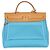 Hermès Bleu Azteque Toile Vache Hunter Herbag Zip 31 PM PHW Blu - vista 2