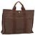 Hermès Bolso HERMES Fourre Tout MM Canvas Marrón Plata Auth 181710 Castaño