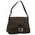 FENDI Zucca Canvas Mamma Baguette Shoulder Bag Black Brown Auth 182028SAM Marrone Nero