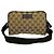 Gucci GG Logo Muster Canvas Leder Pouch Braun