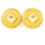 Hermès Gold Tone Leather Diamond Motif Clip-On Earrings Golden  - view 1