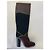 Botas altas patchwork Lanvin em camurça e couro Preto Bordeaux - vista 2