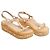 Stuart Weitzman Sandali con zeppa in pelle beige e perle
