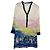 Juicy Couture Robe Tunique en Soie Imprimé Voiliers Blanc Bleu Multicolore