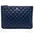 Clutch Chanel Blue Medium Quilted Lambskin O Case Blu navy