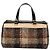 Bolsa Boston de lã xadrez marrom Burberry