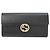 Cartera larga de cuero negro Gucci