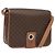 Céline Celine Vintage Macadam Circle Logo Canvas and Leather Marron