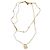 Autre Marque Collar de doble capa dorado con colgante rectangular de nácar Blanco