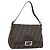 FENDI Zucca Canvas Mamma Baguette Borsa a Spalla Nero Marrone Auth 181898V