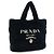 Prada Terry 1BG130 Tote Bag Schwarz Polyester Weiß